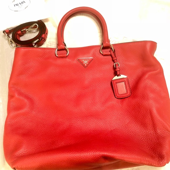 prada red leather bag